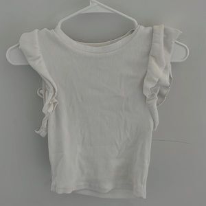 Zara White Top with ruffle sleeves